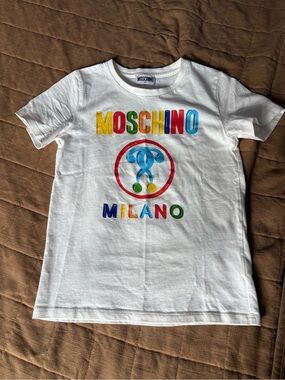 Moschino White T-Shirt with Multicolor Logo
